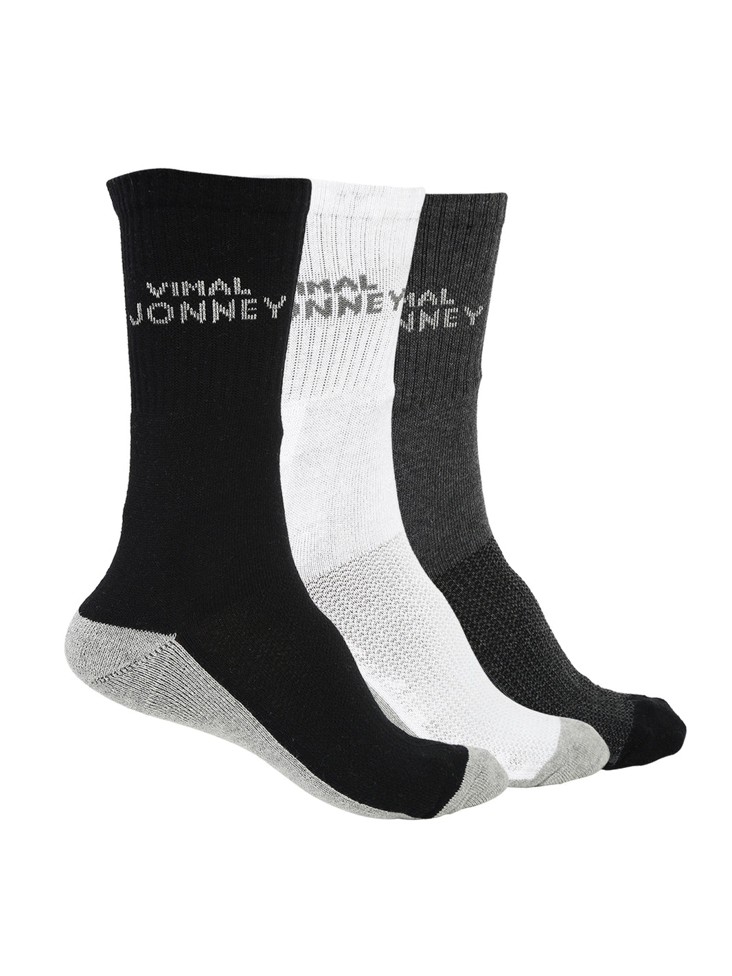 Vimal Jonney Men's Cotton Solid Full Socks, Free Size, Pack of 3 (Multicoloured)