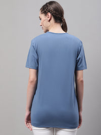 Vimal Jonney V Neck Cotton Solid Dark Grey T-Shirt for Women