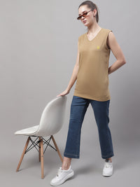 Vimal Jonney Regular Fit Cotton Solid Mud Gym Vest for Women