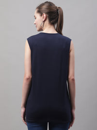Vimal Jonney Regular Fit Cotton Solid Navy Blue Gym Vest for Women