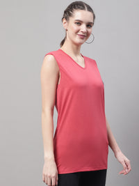 Vimal Jonney Regular Fit Cotton Solid Pink Gym Vest for Women