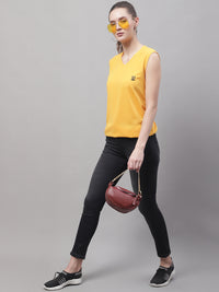 Vimal Jonney Regular Fit Cotton Solid Yellow Gym Vest for Women